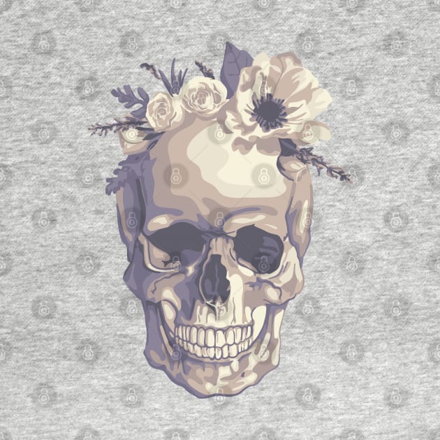 Skull With Flower Crown by Slightly Unhinged